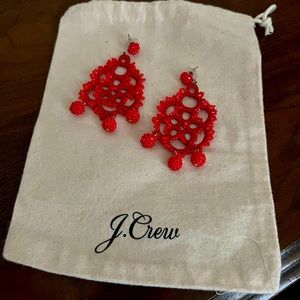 JCrew red statement earrings